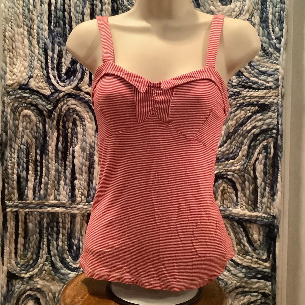 Free People Red Pinstripe Tank Top Blouse